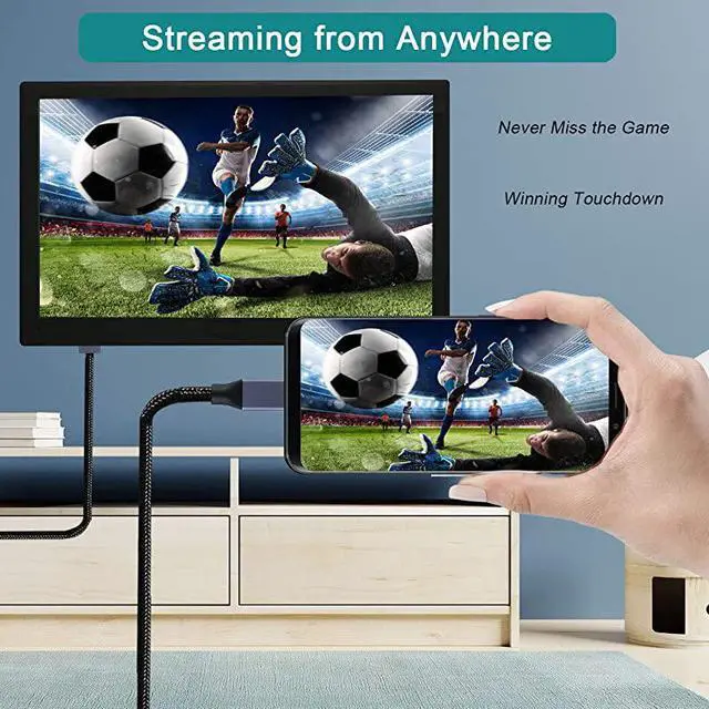 Alt view image 6 of 7 - USB C to HDMI Cable4K60Hz  USB TypeC to HDMI Cable Thunderbolt 3 Compatible for MacBook Pro 201920182017 Samsung Galaxy S9S8 Surface Book 2 Dell XPS 1315 and More 6ft Gray