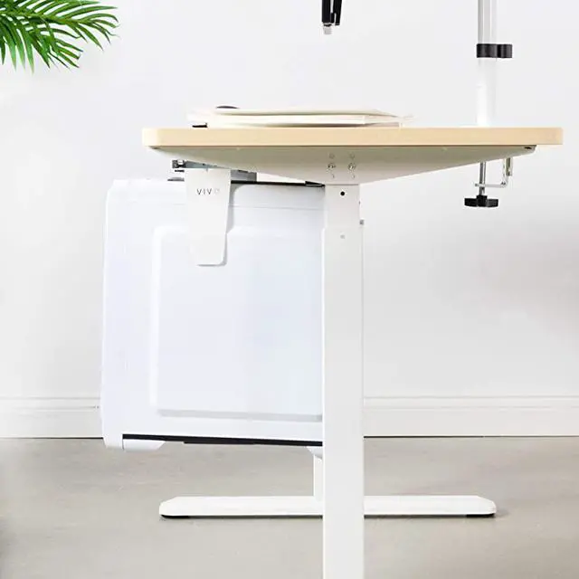 Alt view image 5 of 7 - Adjustable Under Desk and Wall PC Mount Computer Case Holder with 135 Degree Swivel White MOUNTPC01W