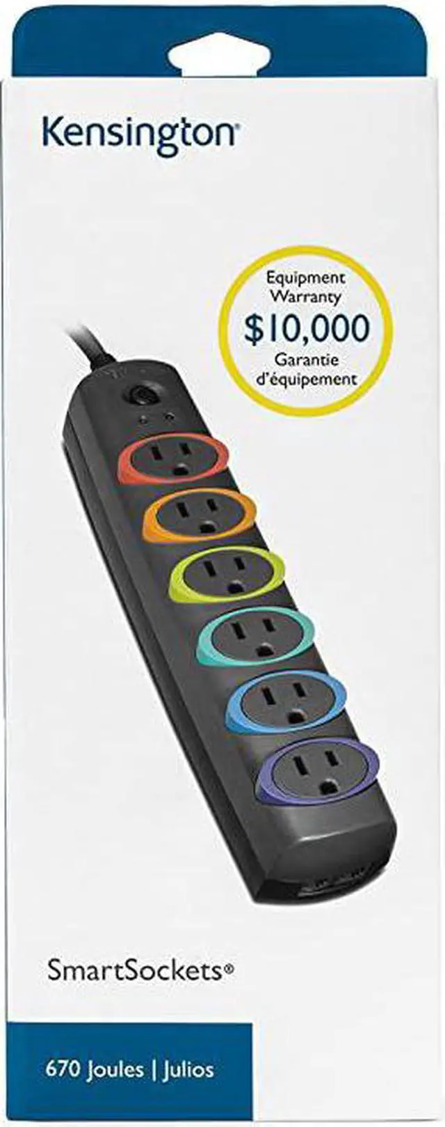 Alt view image 3 of 3 - SmartSockets 6Outlet 6Foot Cord 670 Joules Basic Surge Protector K62146NA