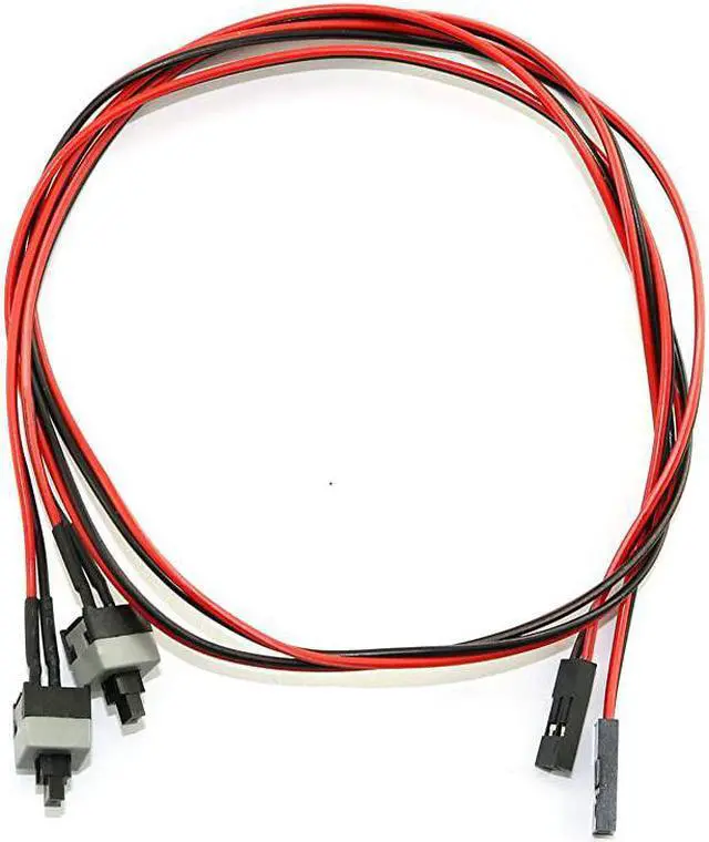Alt view image 2 of 5 - 2-Pack 2 Pin PC Power Switch Cable Button ATX Desktop Computer Case Motherboard On/Off Reset Switch Line Re-starting Power SW Cable 50cm