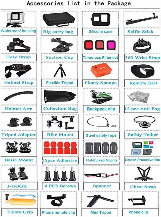Alt view image 6 of 7 - Action Camera Accessories Kit for Gopro Hero 8 Black Waterproof Housing Silicone Case Glass Screen Protector are Compatible with Gopro8 Hero8 62D Kit for Gopro 8 Black