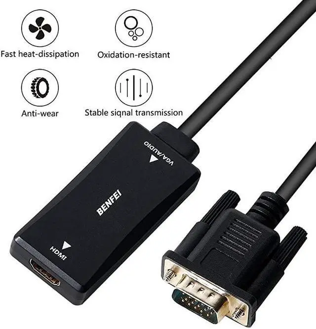 Alt view image 2 of 6 - VGA to HDMI  VGA to HDMI Adapter with Audio Support and 1080P Resolution VGA Input to HDMI Output