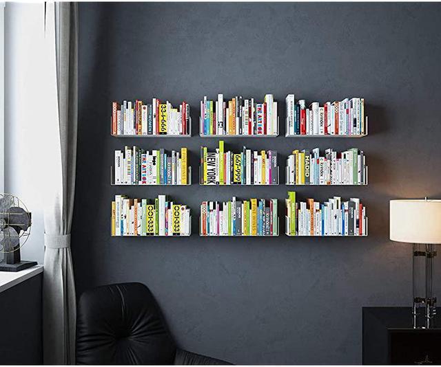 Alt view image 6 of 6 - U Shape Bookshelf Wall Mountable Metal CD DVD Storage Rack White Set of 6