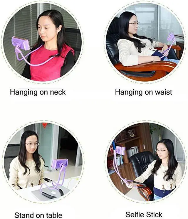 Alt view image 5 of 5 - Smart Mobile Phone StandHanging on Neck Cell Phone Mount Holder Flexible Lazy Bracket DIY Free Rotating for Multiple Functions Black