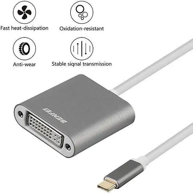 Alt view image 2 of 6 - USB Type CThunderbolt 3 to DVI Adapter  USB 31 USBC to DVID Adapter Male to Female Converter Compatible for Apple New MacBook 2015 20162017