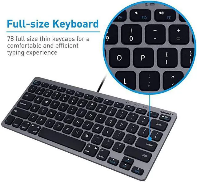 Alt view image 3 of 7 - Slim USB Wired Small Compact Mini Computer Keyboard for Apple Mac, iMac, MacBook Pro/Air, Mac Mini, Windows PC Desktops, Laptop (Space Gray)