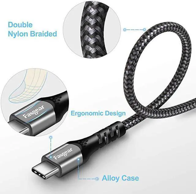 Alt view image 7 of 7 - USB C to USB C Cable 3ft 10Gbps USB 31 Gen 2 Cord 5A Fast Charger with 4K Video and 100W Power Delivery PD Thunderbolt Compatible for MacBookMatebookPixelbookiPadGalaxy Note 10 Black