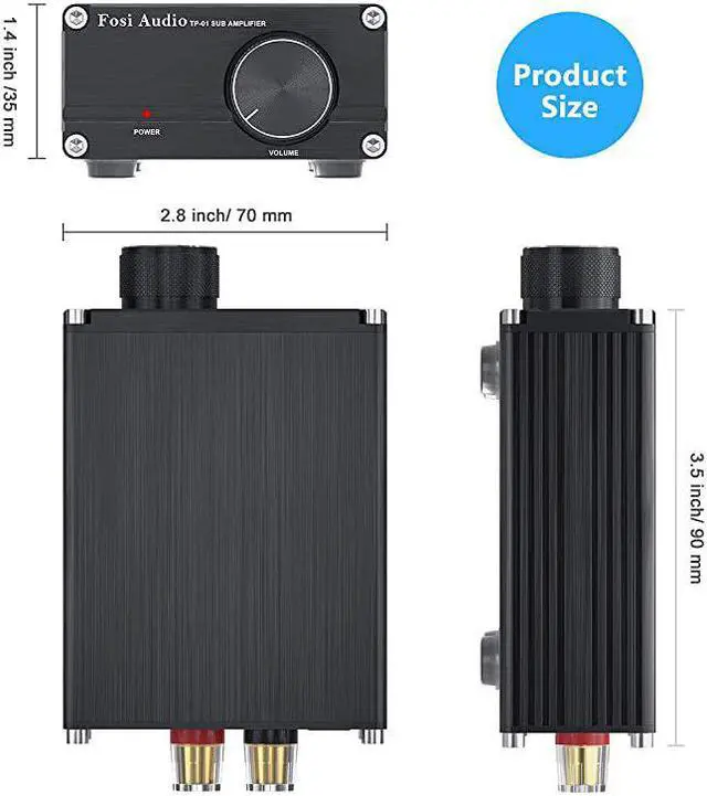Alt view image 6 of 7 - Amplifier Receiver 100Watt Mini HiFi Digital Class D Integrated Stereo Audio Amp for Sub Bass + Power Supply TP01