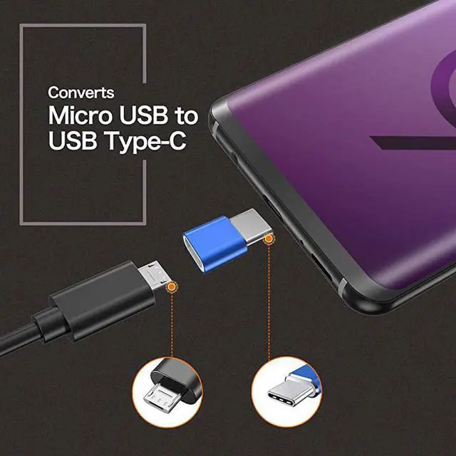 Alt view image 3 of 7 - USB Type C Adapter 4Pack Micro USB Female to USB C Male Convert Connector Fast Charging Compatible with Samsung Galaxy S10e S10 S9 S8 PlusNote 9 8Google Pixel 2 3 XLLG V40 V20 G5Blue