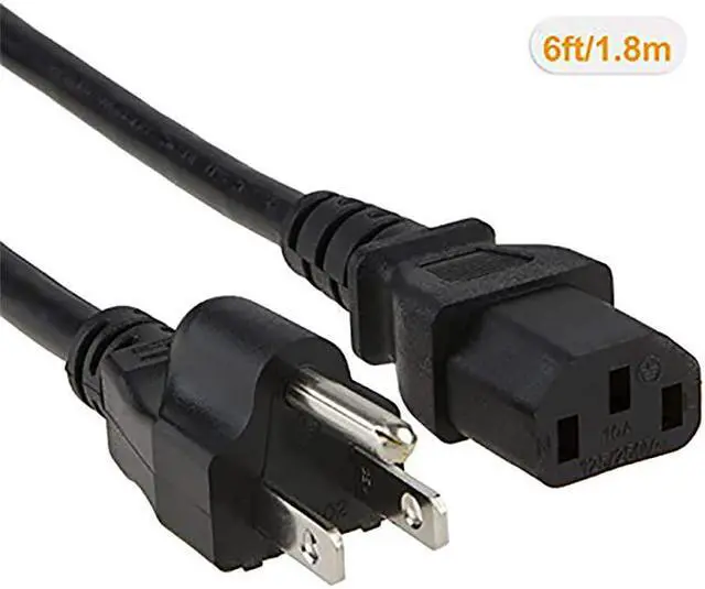 Alt view image 2 of 5 - 2Pack 6 Feet 18 AWG Universal Power Cord for NEMA 515P to IEC320C13 Cable 18M Black