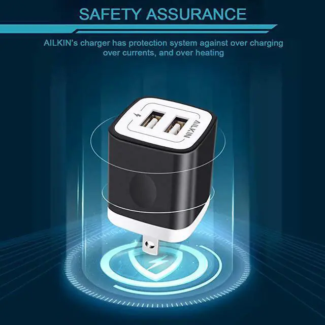 Alt view image 5 of 7 - USB Wall Charger, Charger Adapter,  3-Pack 2.1Amp Dual Port Fast Charging Plug Cube Box Block Brick Base for iPhone 12 SE XS Plus, Samsung Galaxy, LG, HTC, Moto, Kindle Power Delivery Original