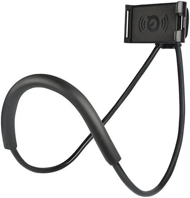 Main image of Smart Mobile Phone StandHanging on Neck Cell Phone Mount Holder Flexible Lazy Bracket DIY Free Rotating for Multiple Functions Black