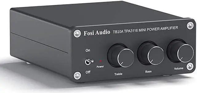 Main image of 2 Channel Stereo Audio Amplifier Receiver Mini Hi-Fi Class D Integrated Amp 2.0CH for Home Speakers 100W x 2 with Bass and Treble Control TPA3116(with Power Supply) - TB10A