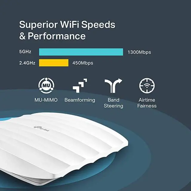 Alt view image 2 of 7 - Omada AC1750 Gigabit Ceiling Mount Wireless Access Point | Business Mesh WiFi Solution | MUMIMO Seamless Roaming | PoE Powered | SDN Cloud Access Omada app for Easy Management EAP245