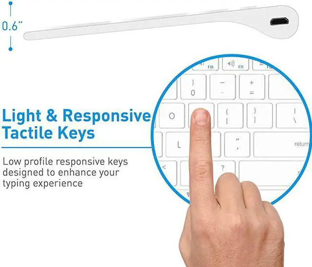Alt view image 5 of 7 - Wireless Bluetooth Keyboard for Mac or PC Multisync Connect up to 3 Devices Simultaneously Rechargeable Mac Wireless Keyboard with 110 Keys 20 Shortcuts and Numeric Keypad White