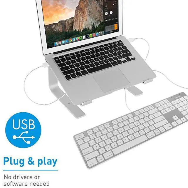 Alt view image 6 of 7 - UltraSlim USB Wired Keyboard with Number Keypad for Apple Mac Pro MacBook ProAir iMac Mac Mini Laptop Computers Windows Desktop PC Laptops Silver SLIMKEYPROA