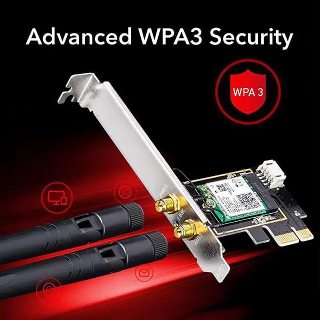Alt view image 6 of 7 - WE3000 AX 3000Mbps Wireless WiFi 6 PCIe Card for PC Bluetooth 50 AX200 Module Inside 2402Mbps+574Mbps WiFi 6 Speed Bluetooth 504240 80211axacabgn Windows 10 64bit Only