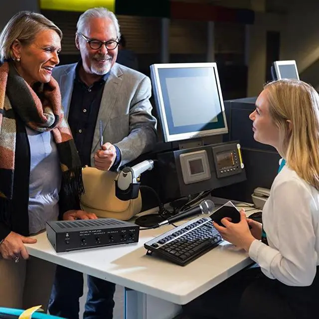 Alt view image 6 of 7 - Compact Mini Home Power Amplifier 100W Smart Indoor Audio Stereo Receiver w RCA 3 Microphone IN AUX 2570V Outputs LED Input Selector For PA Amplified Speaker Sound System  PCM60A