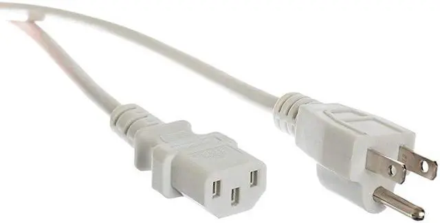 Main image of Power Cord 3 Prong 6 Feet White Premium Quality Copper Wire Core Computer Medical Server Desktop NEMA 515 to C13 IEC 320 UL Listed Power Cable