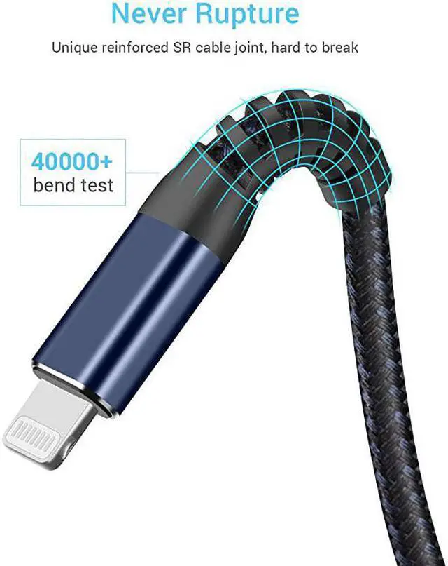 Alt view image 3 of 7 - Certified 2pack iPhone Charger 6ft Lightning Cable Extra Long 6 Foot Charging Cables Fast iPhone USB Cord for iPhone 1111Pro11Max XXSXRXS Max8765SSEiPad Mini AirGray