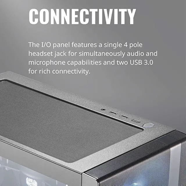 Alt view image 6 of 7 - Master MasterBox NR600 ATX MidTower with Front Mesh Ventilation Minimal Design Tempered Glass Side Panel and Single Headset Jack