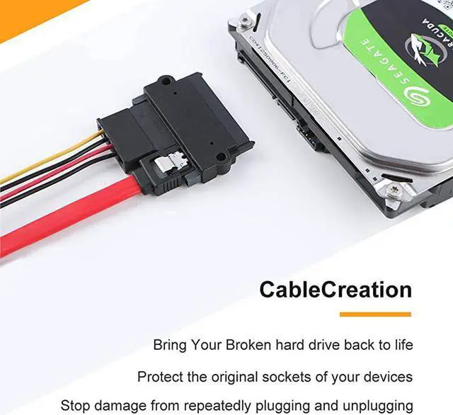 Alt view image 4 of 5 - SATA 22 Pin Male to SATA 22 Pin Female Adapter SATA 22 Pin 7+15 Male to Female Adapter for 25 HDD Black