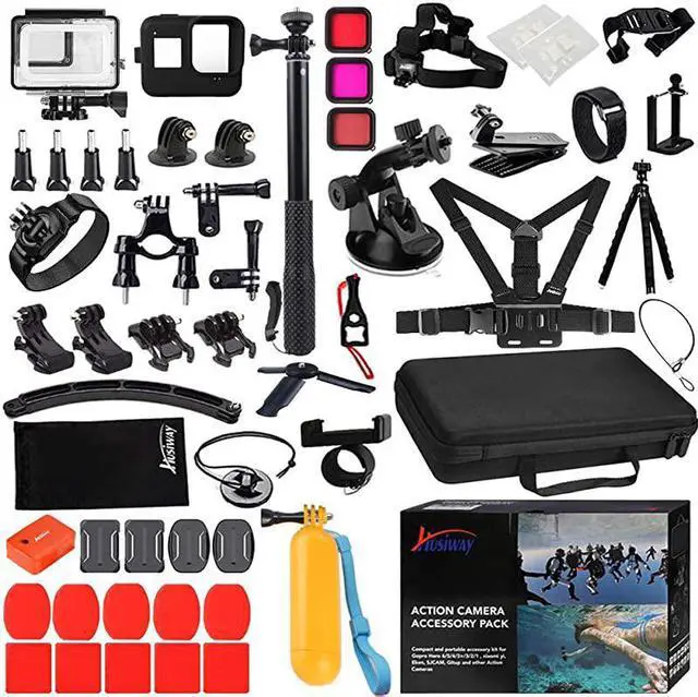 Main image of Action Camera Accessories Kit for Gopro Hero 8 Black Waterproof Housing Silicone Case Glass Screen Protector are Compatible with Gopro8 Hero8 62D Kit for Gopro 8 Black