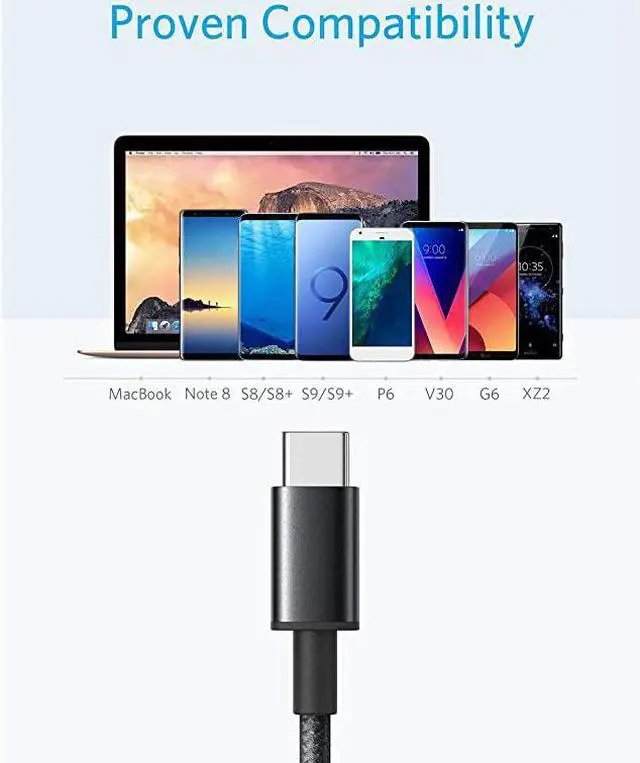 Alt view image 2 of 7 - USB Type C Cable  2Pack 3Ft Premium Nylon USBC to USBA Fast Charging Type C Cable for Samsung Galaxy S10 S9 S8 Note 8 LG V20 G5 G6 and MoreBlack