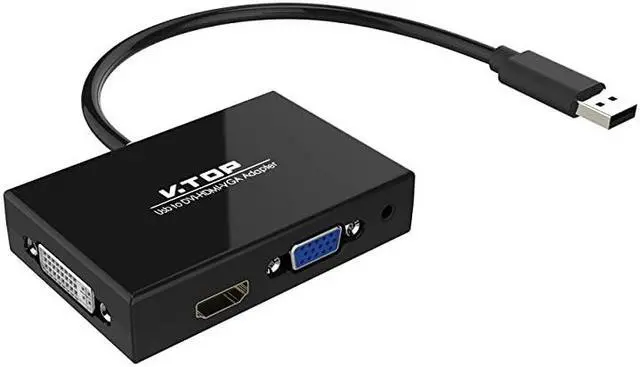 Main image of 3.0 to HDMI-DVI-VGA Video Graphics Card Adapter for Multiple Monitors-Add HDMI and DVI-D or HDMI and VGA (Compatible for Windows 10, 8.1, 7, XP)