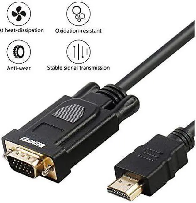 Alt view image 2 of 7 - HDMI to VGA  GoldPlated HDMI to VGA 15 Feet Cable Male to Male Compatible for Computer Desktop Laptop PC Monitor Projector HDTV Raspberry Pi Roku Xbox and More