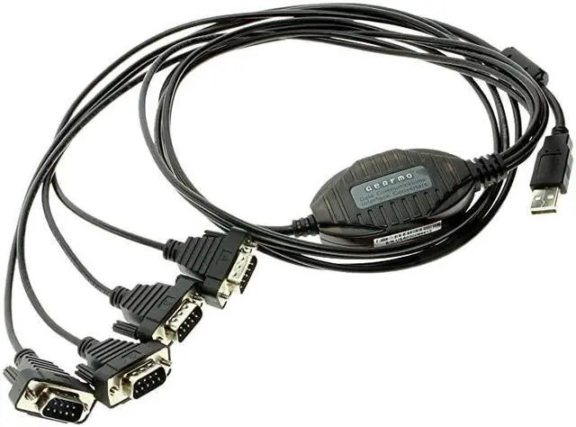 Main image of 4 Port USB to Serial RS232 Adapter FTDI Chipset Supports Win 10 8 7 XP Linux Mac wESD and Surge Protection