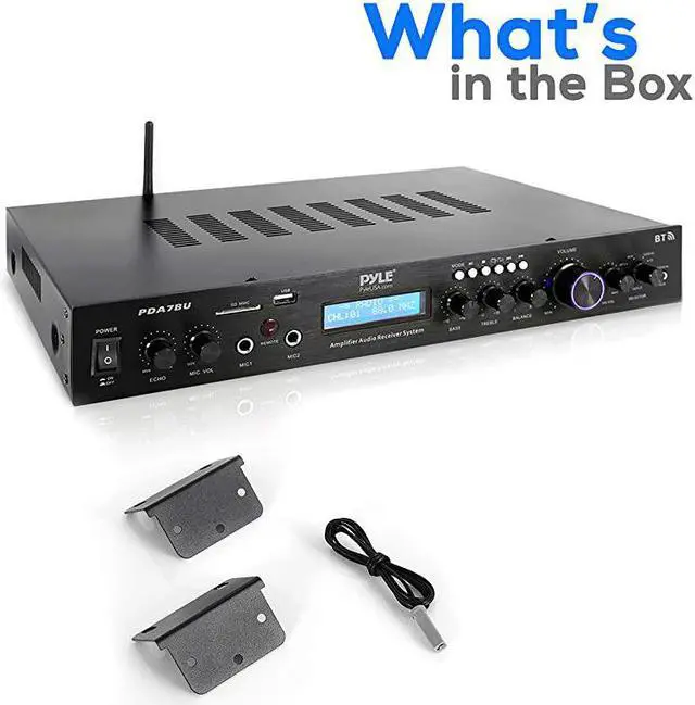 Alt view image 7 of 7 - 5 Channel Rack Mount Bluetooth Receiver Home Theater Amp Speaker Amplifier Bluetooth Wireless Streaming MP3USBSDAUXFM Radio 200 Watt w Digital ID3 LCD Display from PDA7BUBlack