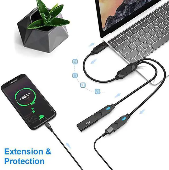 Alt view image 6 of 7 - USB Splitter Cable Hub Male to 2 Female Adapter USB A Cord 2 Port Y Splitter Charger Cord Extension Data Cable