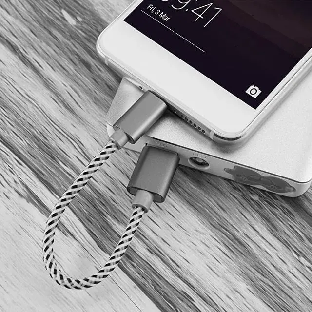 Alt view image 5 of 5 - Short USB C Cable, [2-Pack] 0.5ft 6 inch USB C to A Cable Braided 3A Fast Charging, Compatible with Galaxy S20/S10/S9/S9+, Note 10 9 8, LG V50 V30, Space Gray [56K Ohm Resistance]