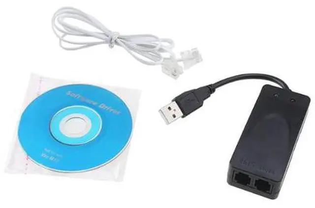 Alt view image 2 of 5 - 56K Voice Fax Data External V90 V92 Modem With Dual Ports Compatible With Windows 98SE2000MEXPVistaWin 7 and Support AutoDial Tone and Pulse Dialing Auto Answer Auto Retrain Black Color