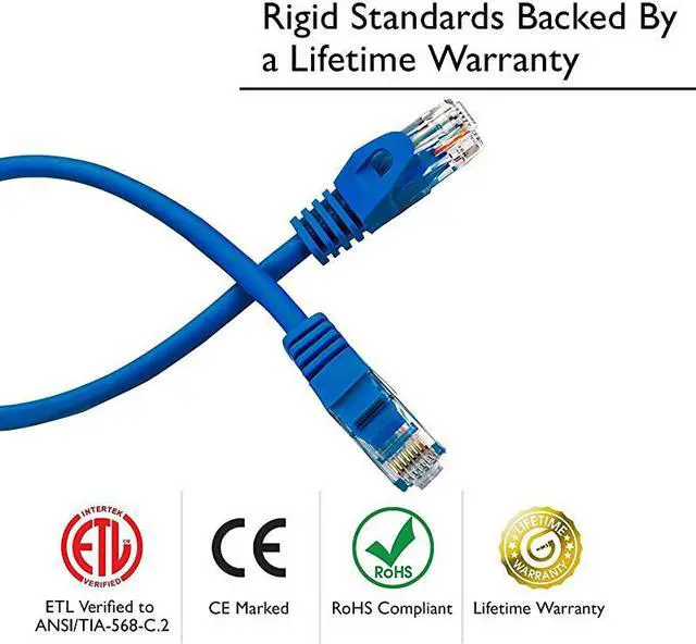Alt view image 4 of 7 - 20Pack Cat6 Patch Cable 1 Foot Cat 6 Ethernet Cable Snagless Flexible Soft Tab Preimum Series Blue