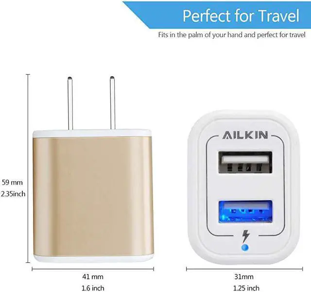 Alt view image 2 of 7 - USB Power Adapter Wall Plug  2Pack 5V21A Fast Charging Cell Phone Cube HomeTravel Wall Charger Block Box Brick Base for Phone XSXR1087 Pad Samsung Galaxy LG HTC More USB Plug