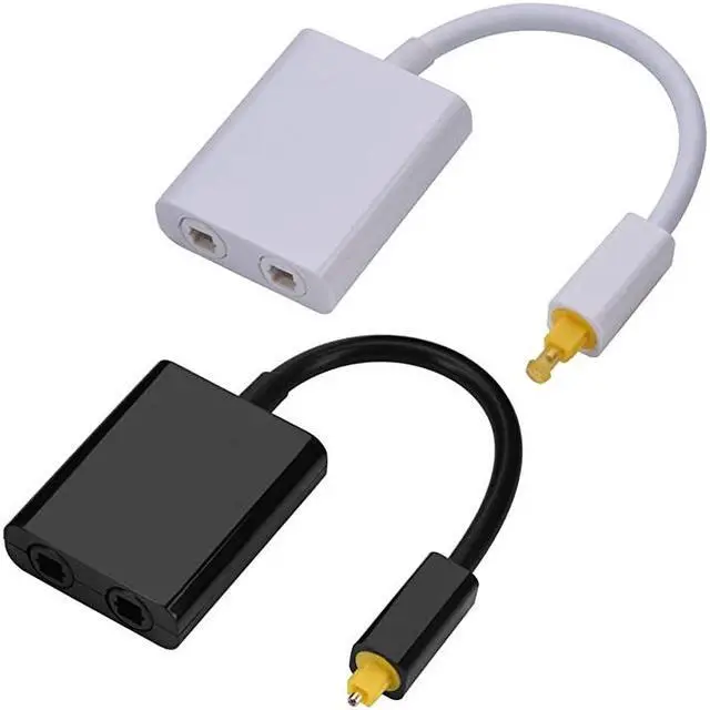 Alt view image 2 of 7 - in 2 Out Dual Port Digital Optical Audio Toslink Splitter Adapter Audio Fiber Optic CableBlack