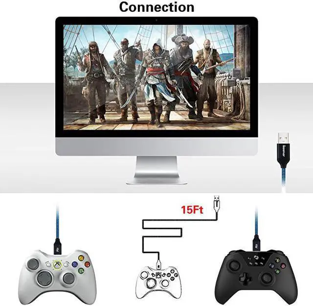Alt view image 6 of 7 - USB Charger Cable 15 Ft Durable Extra Long USB 20 Charge Cord Compatible for AndroidWindowsSmartphonesSamsungHTCMotorolaNokiaLGTablet and MoreBlue