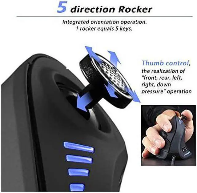 Alt view image 3 of 7 - Mouse Ergonomic USB Wired Mouse with 5 D Rocker 10000 DPI 11 Programmable Buttons RGB Gaming Mouse for GamerPCLaptopComputer