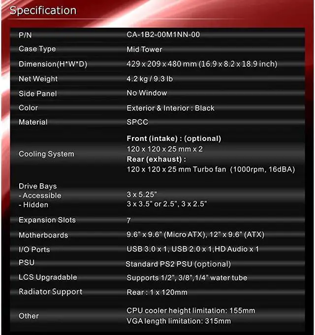 Alt view image 7 of 7 - Versa H21 SPCC ATX Mid Tower Computer Chassis CA-1B2-00M1NN-00,Black