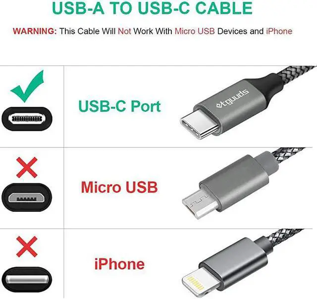 Alt view image 7 of 7 - 2Pack10ft Long USB C Cable Fast Charging  Nylon Braided USB A to Type C Charger Cable for Samsung Galaxy Note 1010+ Plus98 S10 S10+ S10E S20 S9 S8 Plus A10e A20 A30 A40 A50 A70Gray