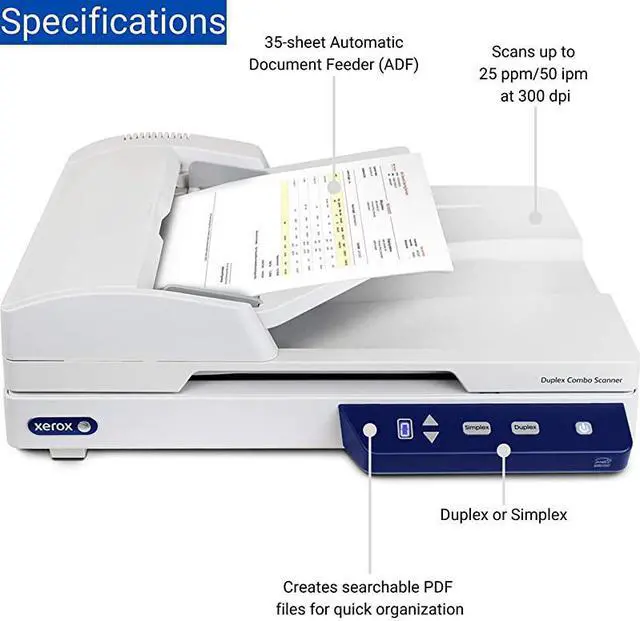 Alt view image 2 of 7 - XDCOMBO Duplex Combo Flatbed Document Scanner for PC and Mac Automatic Document Feeder ADF