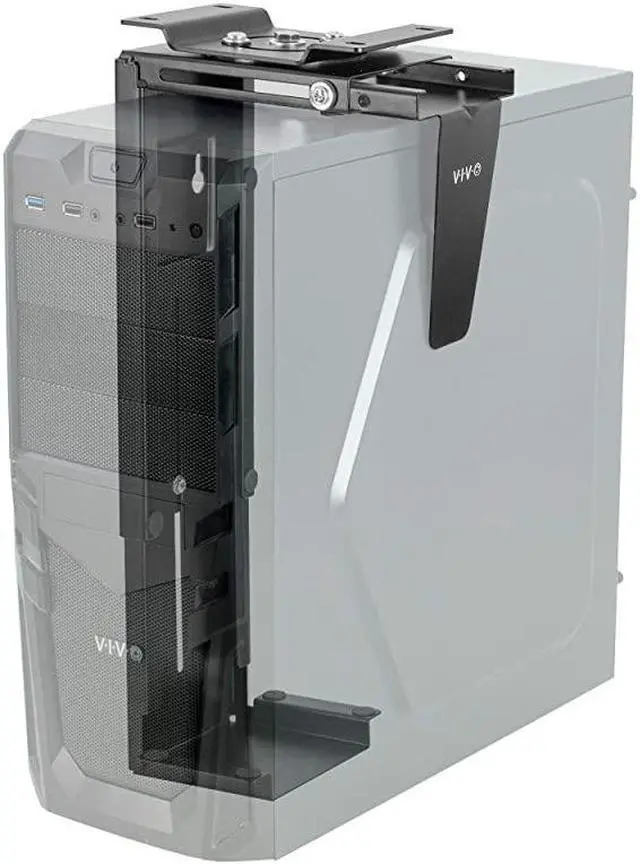 Main image of Adjustable Under Desk and Wall PC Mount, Computer Case Holder with Swivel Action and Secure Locking, Black, MOUNT-PC01