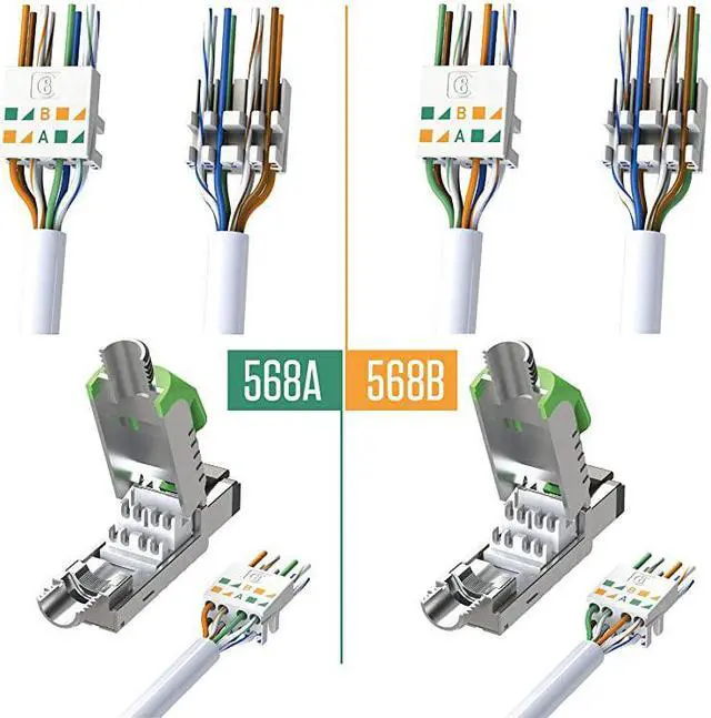 Alt view image 5 of 6 - Cat8 Ethernet Cable Connector 6Pack RJ45 Metal DieCast Field Termination Plug | Tool Free Easy Jack | for 2000Mhz 40G SFTP Shielded LAN Screened Solid 2Ghz Bulk Cable 22AWG24AWG