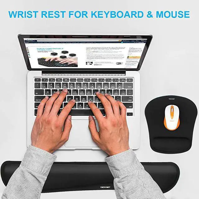 Alt view image 7 of 7 - Keyboard Wrist Rest and Mouse Pad with Wrist Support Memory Foam Set for ComputerLaptopMac Lightweight for Easy Typing Pain Relief Ergonomic Mousepad Black