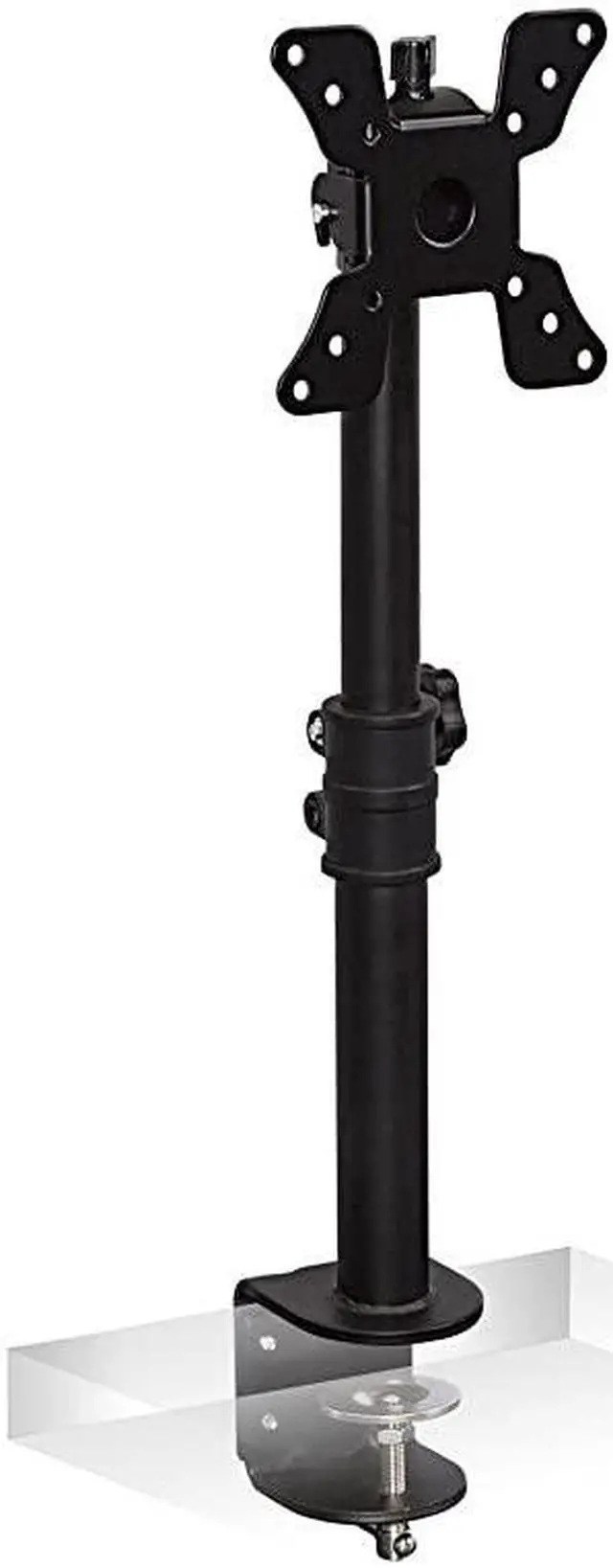 Main image of Single VESA Monitor Mount | Vertical Monitor Desk Stand | Telescoping Pole Height Adjustable | Fits 19 20 21 22 23 24 27 29 30 Inch Computer PC Screens | CClamp Base