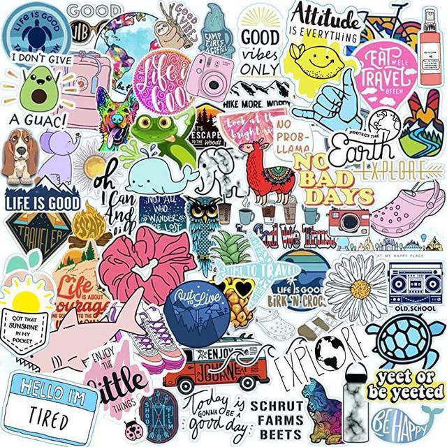 100 VSCO Stickers, Aesthetic Stickers, Cute Stickers, Laptop Stickers,  Vinyl stickers, Stickers for Water Bottles, Waterproof stickers, stickers  for