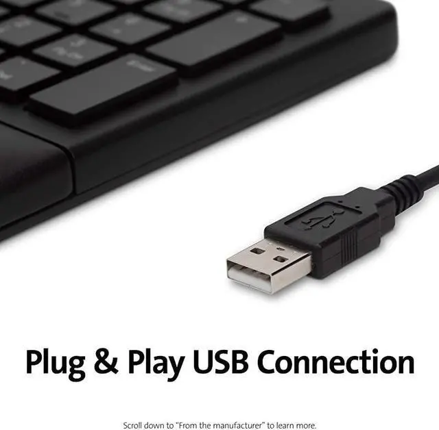Alt view image 6 of 6 - Pro Fit Ergonomic Wired Keyboard Black K75400US