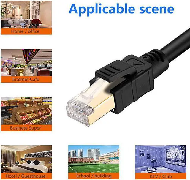 Alt view image 3 of 7 - Cat 8 Ethernet Cable 33 FT 26AWG 40Gbps 2000Mhz SSTP Patch Cord Shielded Heavy Duty High Speed Weatherproof Internet LAN Network with Gold Plated RJ45 Connector for Router Modem Gaming